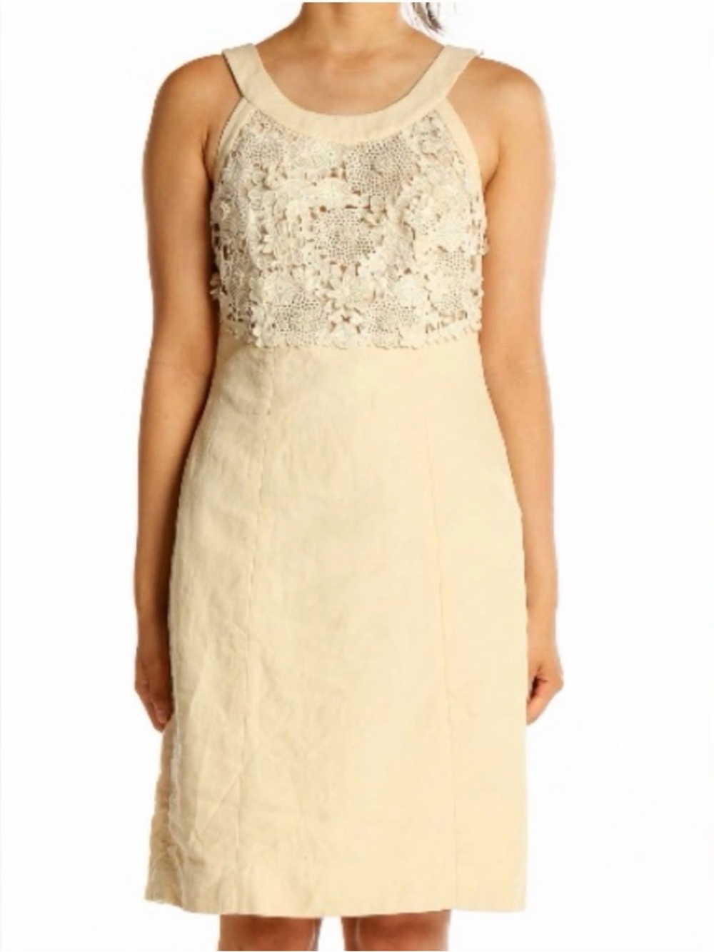 Anthropologie Postmark Oleander Linen Crochet Cream Lace Dress Size 2P